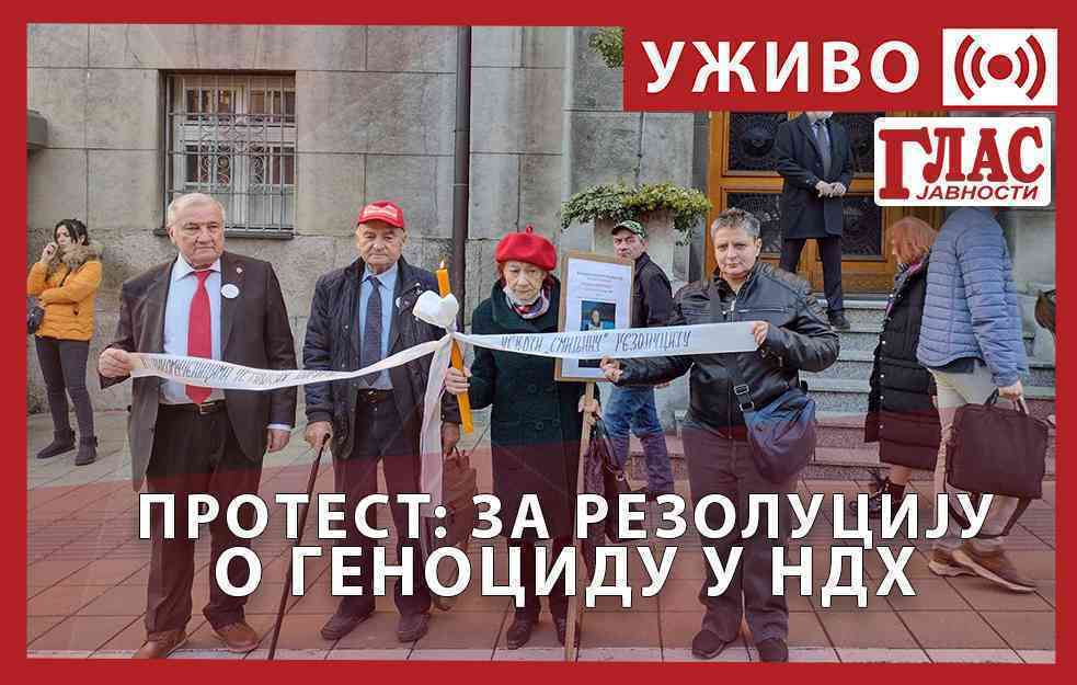 UŽIVO! PROTEST: ODBRANIMO JASENOVAČKE ŽRTVE OD REVIZIONIZMA – smeniti revizioniste, usvojiti Rezoluciju o genocidu u NDH! (VIDEO)
